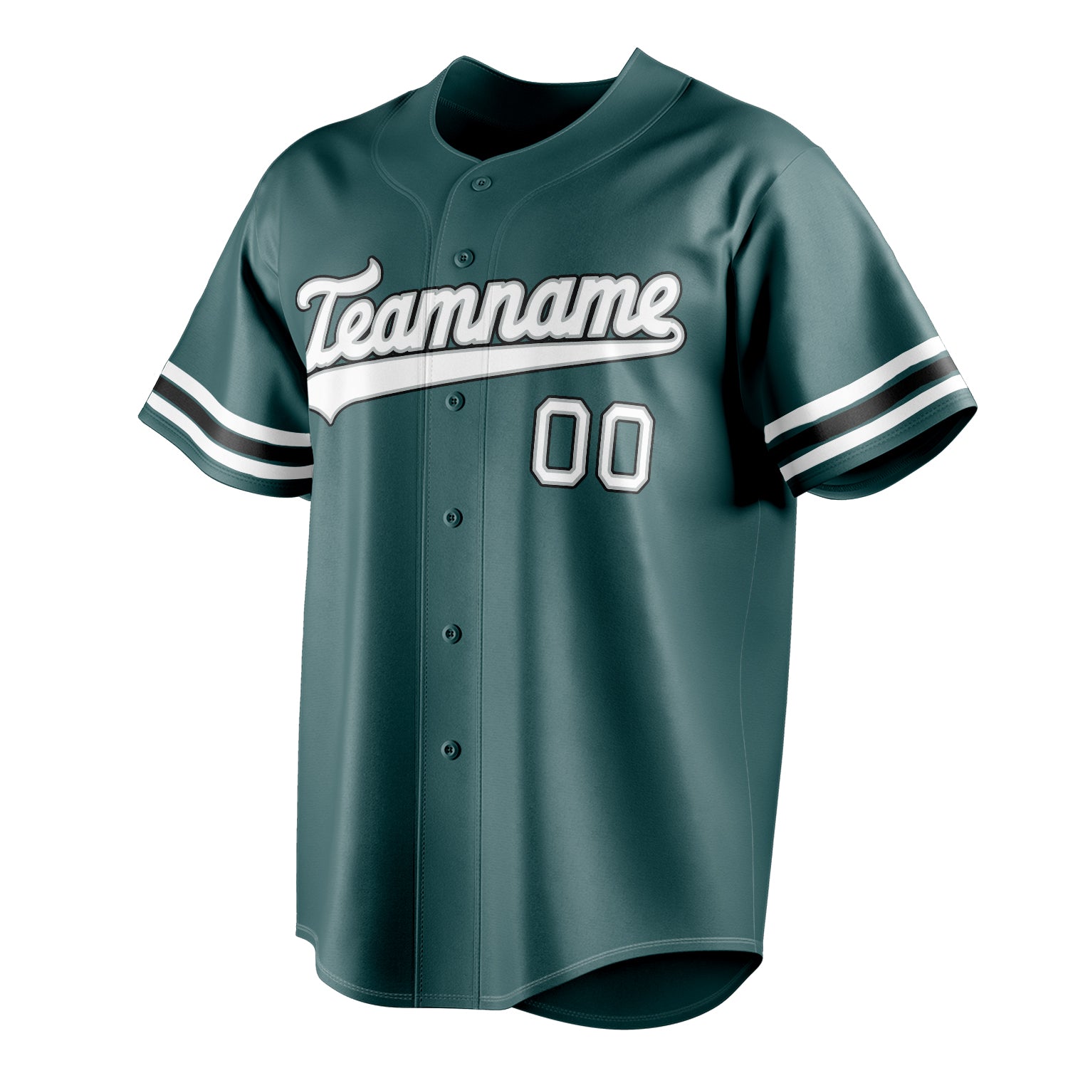 Personalized Midnight Green & White Color Fan Baseball Jersey