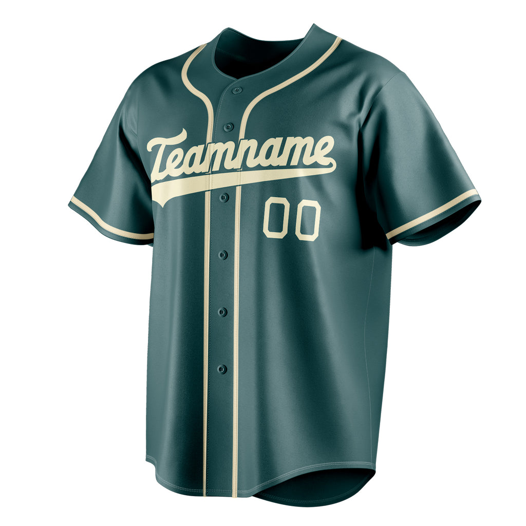Personalized Midnight Green & Cream Color Fan Baseball Jersey