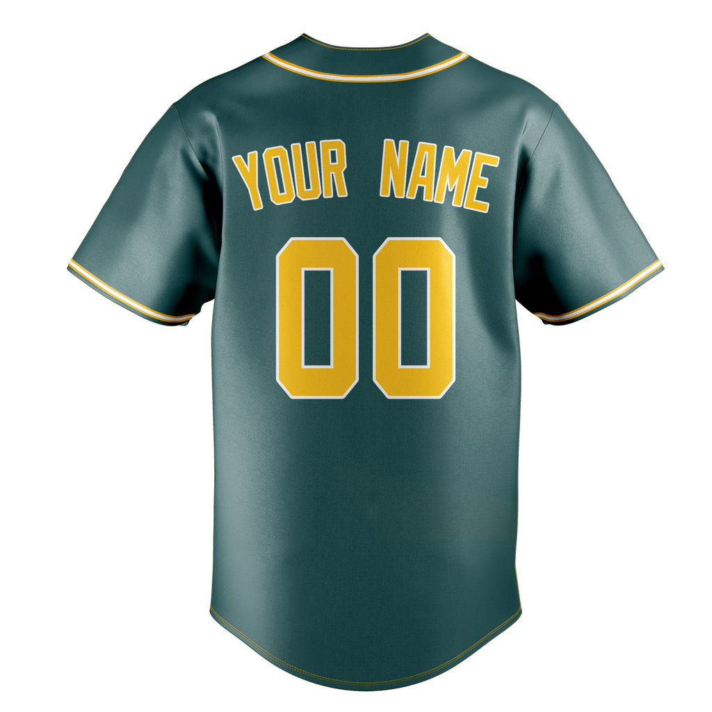Personalized Midnight Green & Gold Color Fan Baseball Jersey