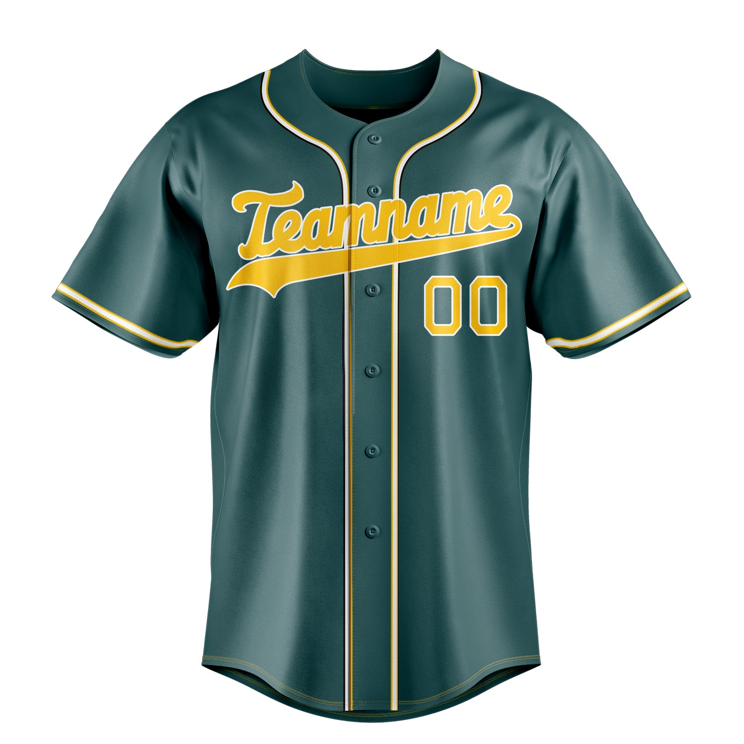 Personalized Midnight Green & Gold Color Fan Baseball Jersey