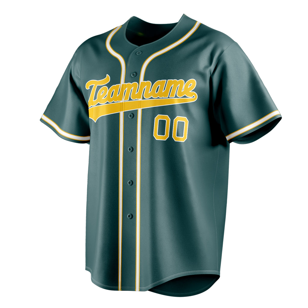 Personalized Midnight Green & Gold Color Fan Baseball Jersey