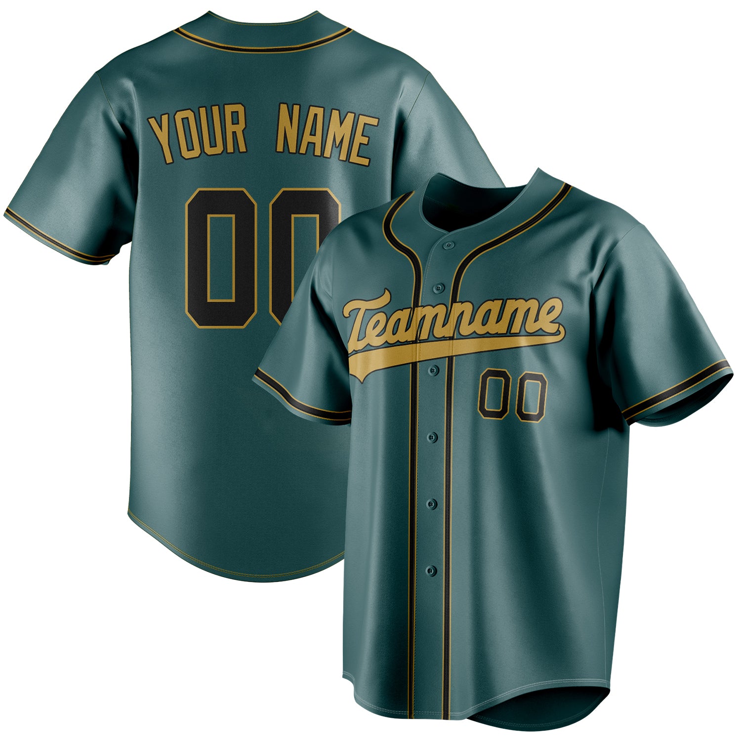 Personalized Midnight Green & Black Color Fan Baseball Jersey BB01240531JZ452