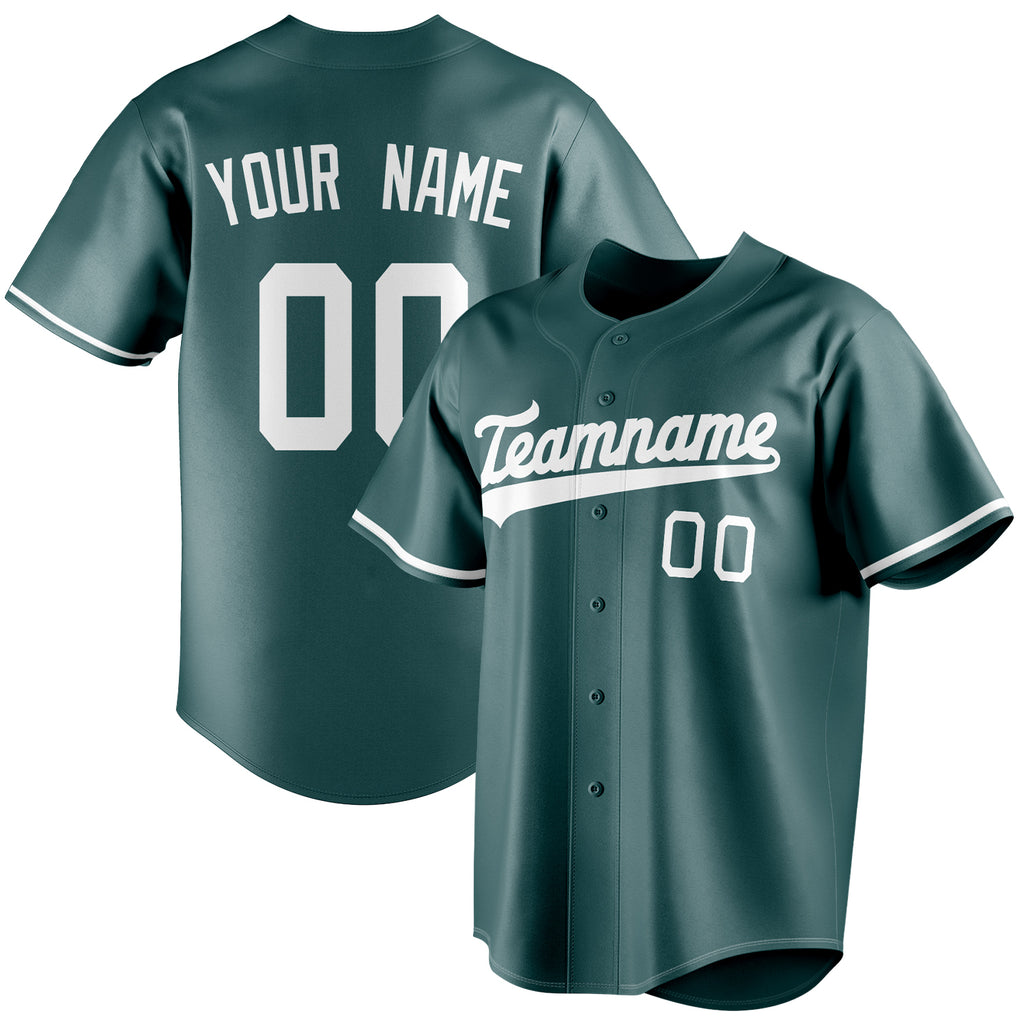 Personalized Midnight Green & White Color Fan Baseball Jersey BB01240531JZ453