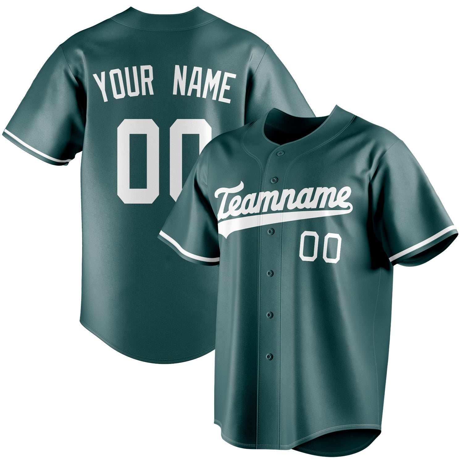 Personalized Midnight Green & White Color Fan Baseball Jersey BB01240531JZ453