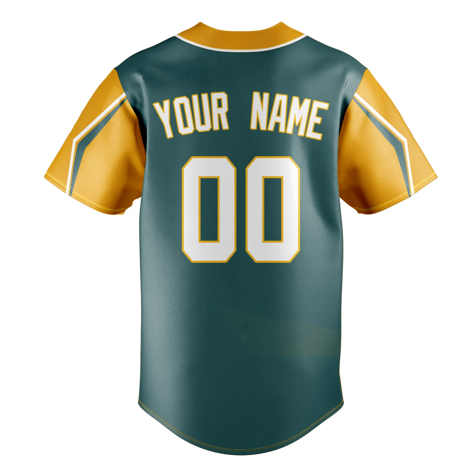 Personalized Midnight Green & Yellow 3 Colors Arm Shapes Fan Baseball Jersey