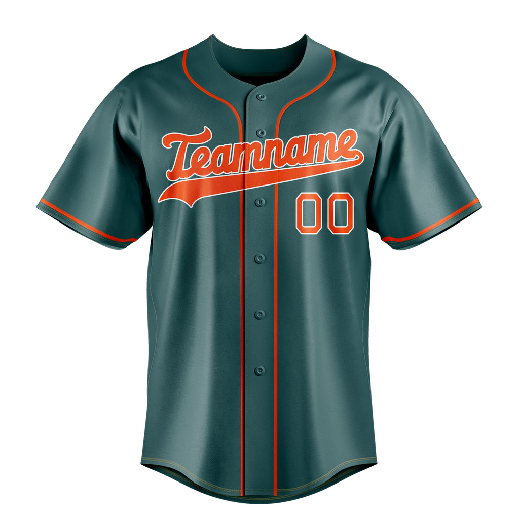Personalized Midnight Green & Orange Color Fan Baseball Jersey