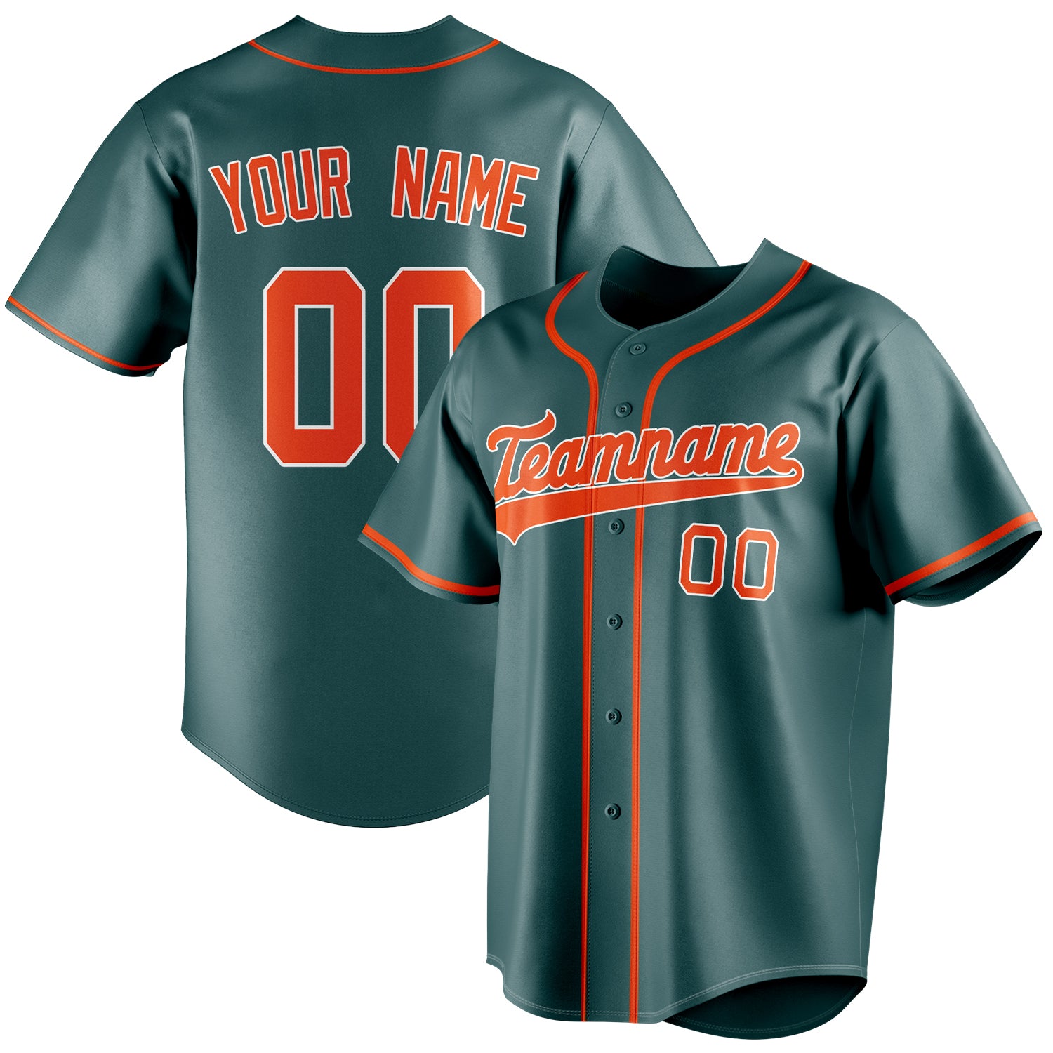 Personalized Midnight Green & Orange Color Fan Baseball Jersey BB01240531JZ456