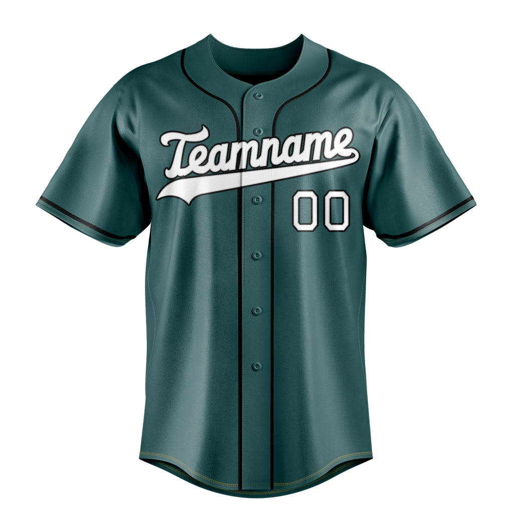 Personalized Midnight Green & White Color Fan Baseball Jersey