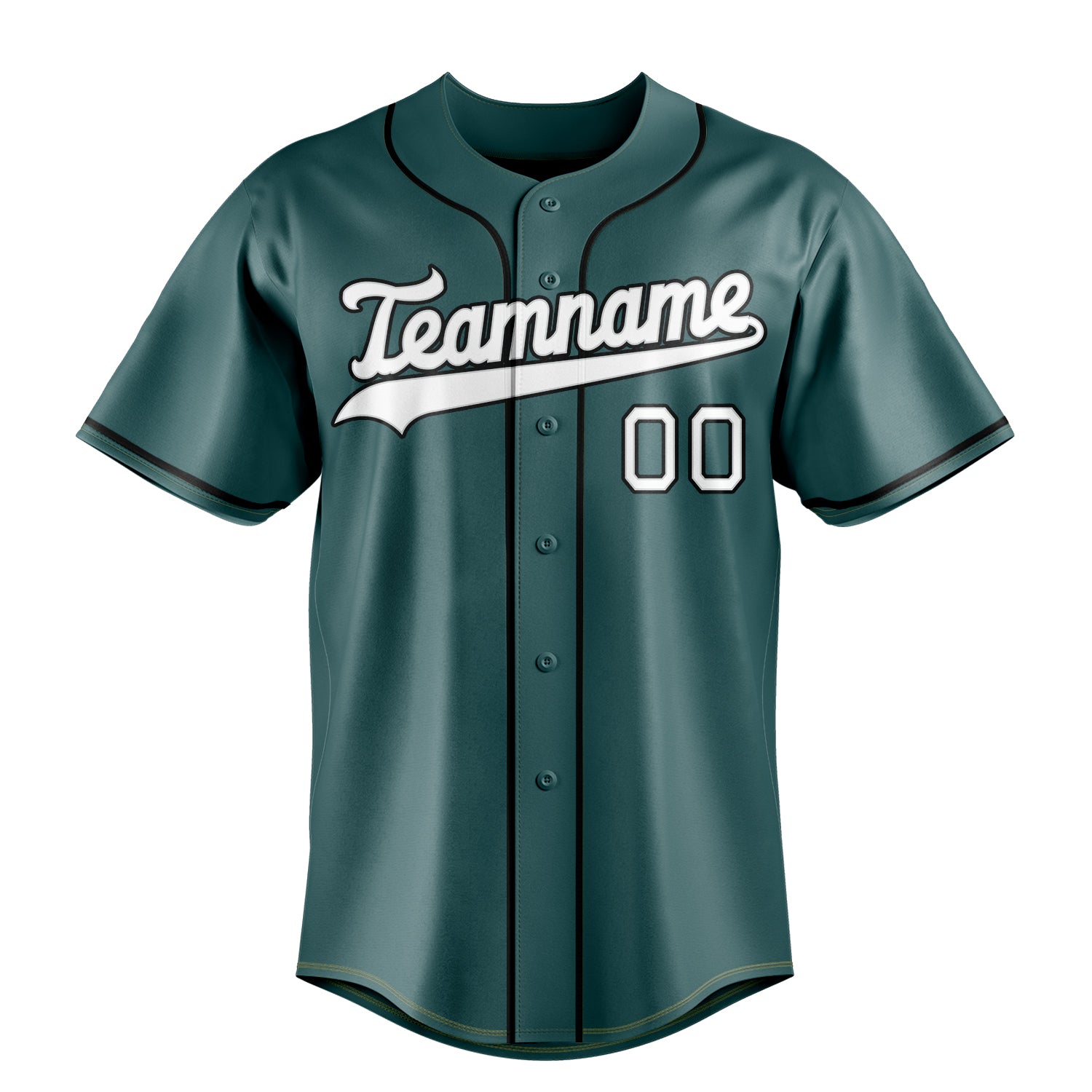 Personalized Midnight Green & White Color Fan Baseball Jersey