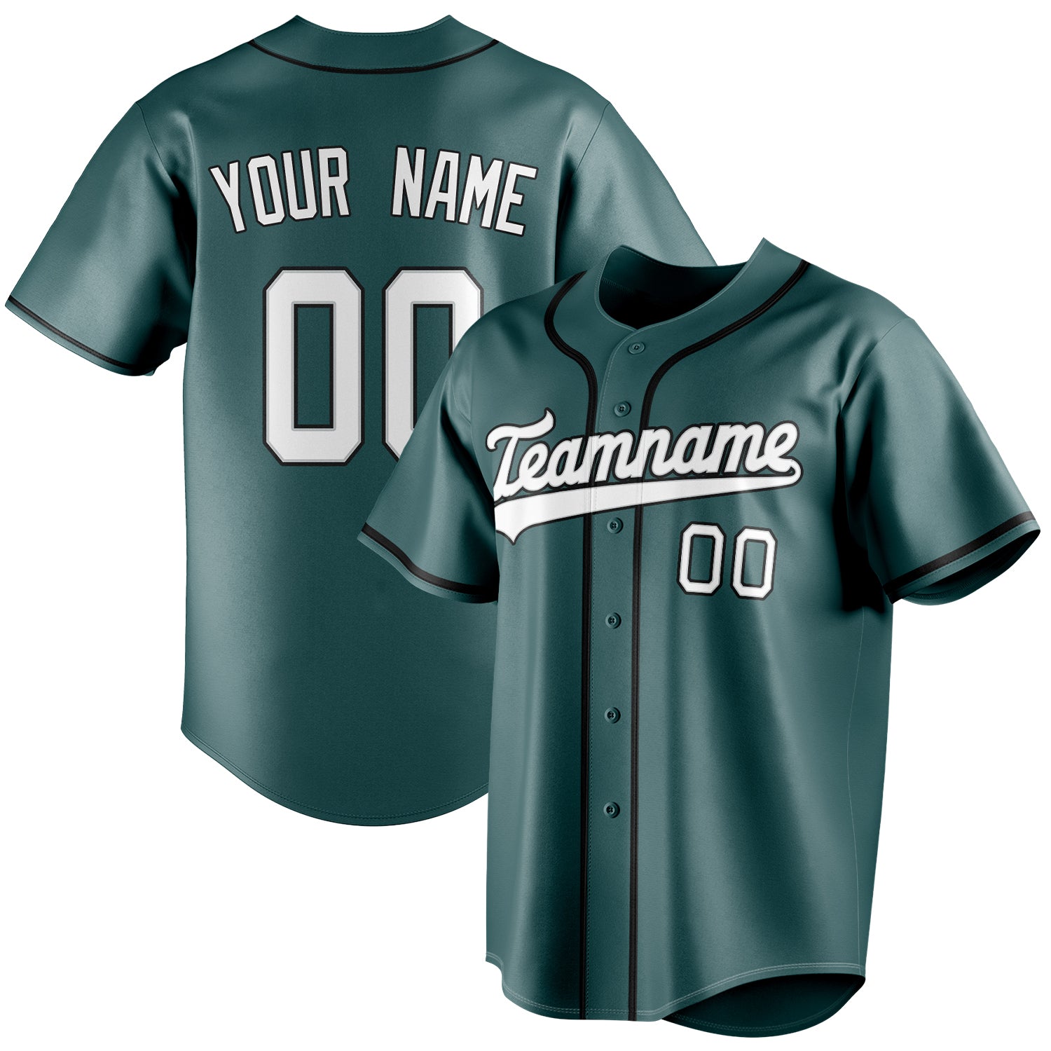 Personalized Midnight Green & White Color Fan Baseball Jersey BB01240531JZ457