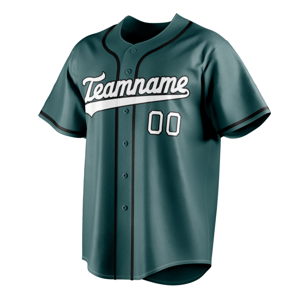 Personalized Midnight Green & White Color Fan Baseball Jersey