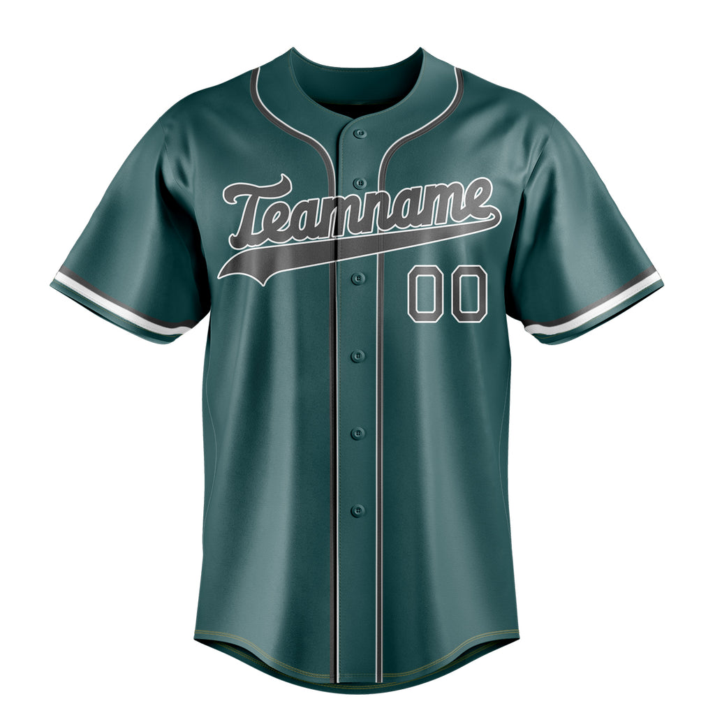 Personalized Midnight Green & Gray Color Fan Baseball Jersey