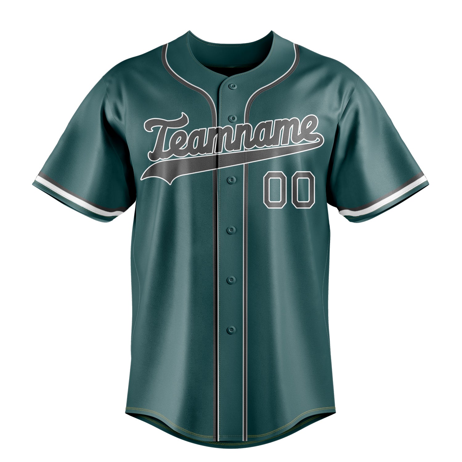 Personalized Midnight Green & Gray Color Fan Baseball Jersey