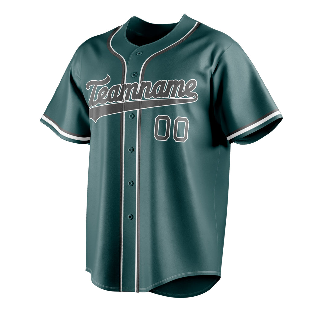 Personalized Midnight Green & Gray Color Fan Baseball Jersey