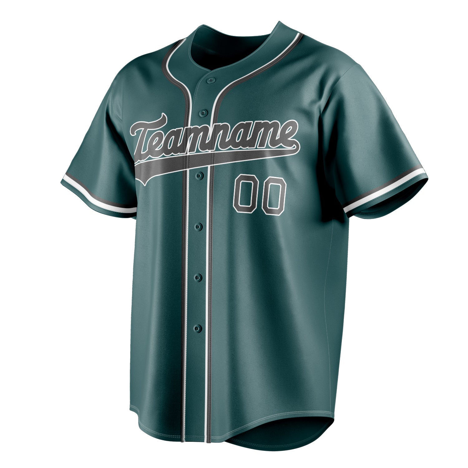 Personalized Midnight Green & Gray Color Fan Baseball Jersey