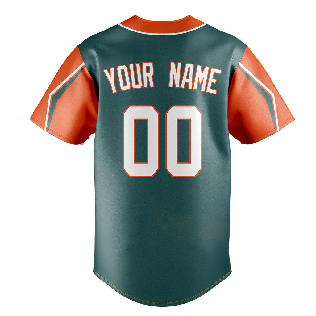 Personalized Midnight Green & Orange 3 Colors Arm Shapes Fan Baseball Jersey