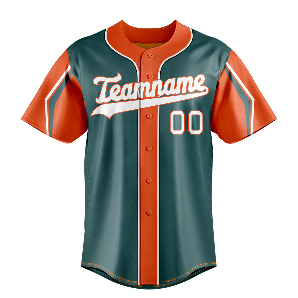 Personalized Midnight Green & Orange 3 Colors Arm Shapes Fan Baseball Jersey