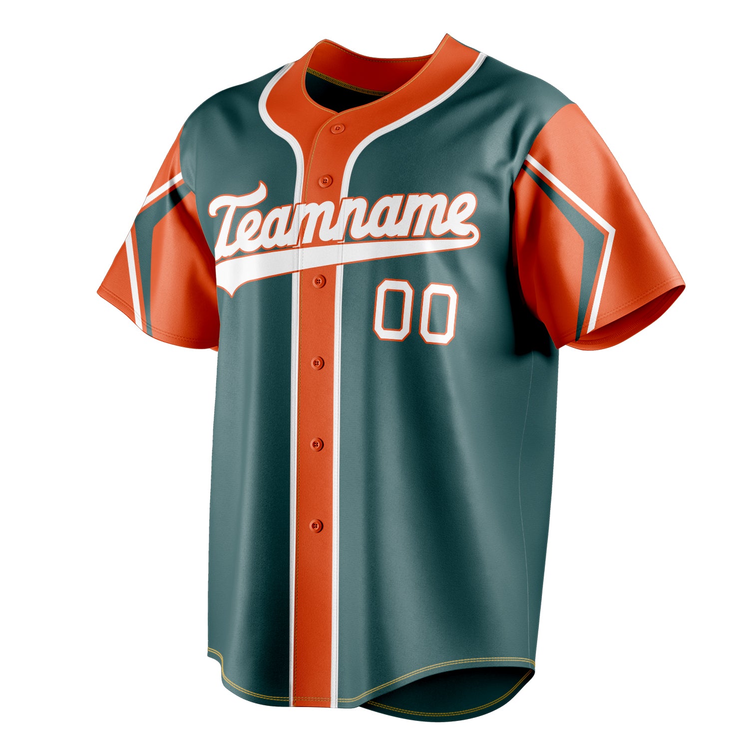 Personalized Midnight Green & Orange 3 Colors Arm Shapes Fan Baseball Jersey