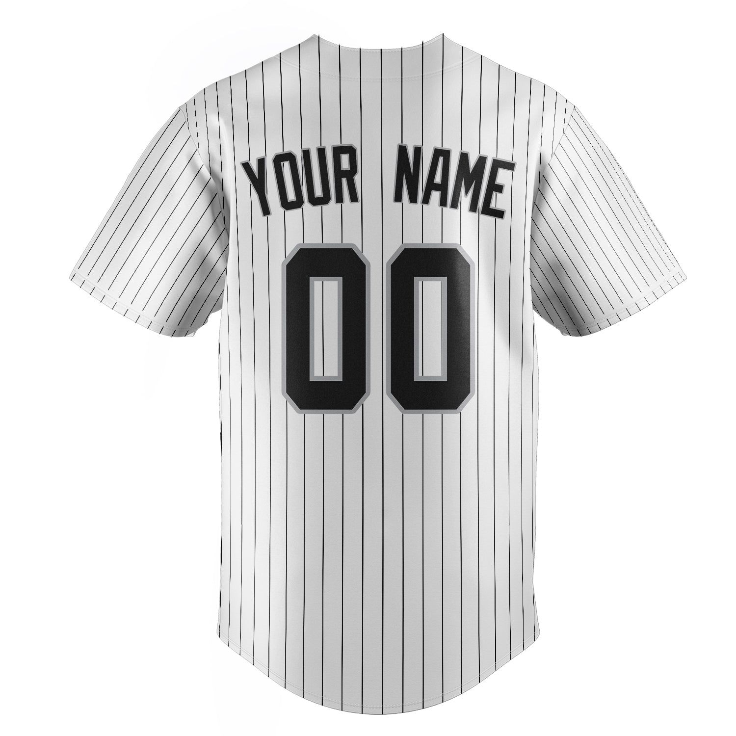 Personalized White & Black Black Pinstripe Fan Baseball Jersey