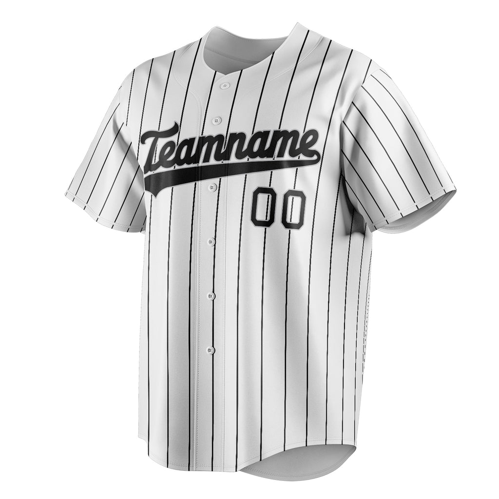 Personalized White & Black Black Pinstripe Fan Baseball Jersey