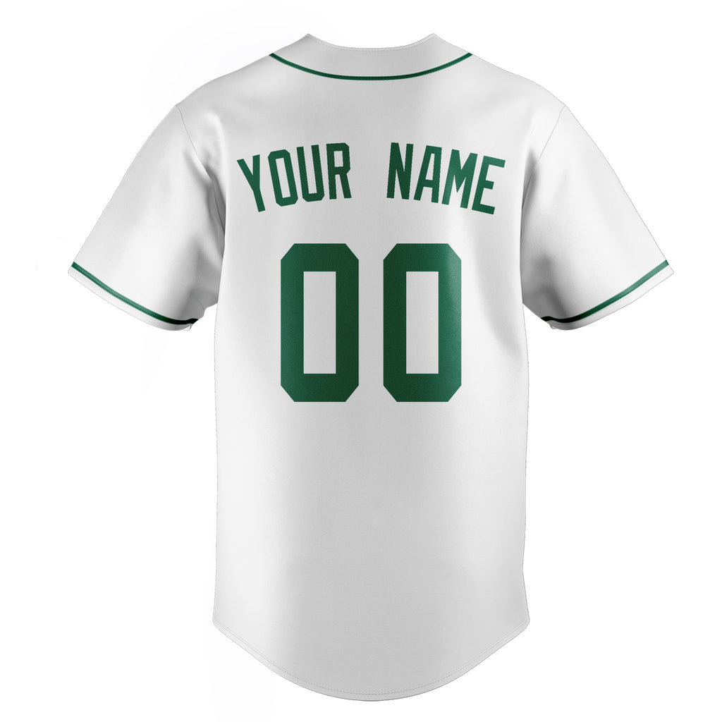 Personalized White & Kelly Green Color Fan Baseball Jersey