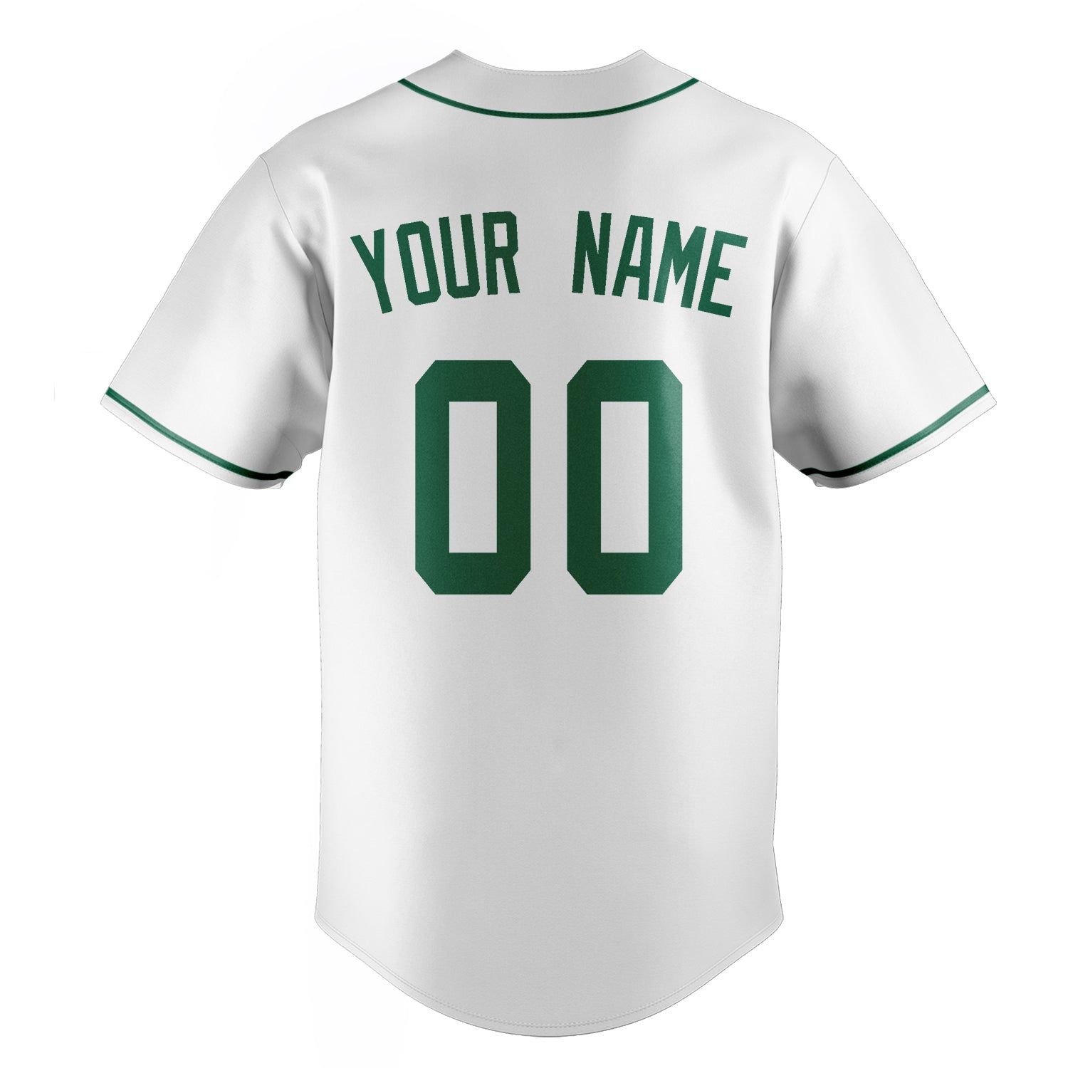 Personalized White & Kelly Green Color Fan Baseball Jersey