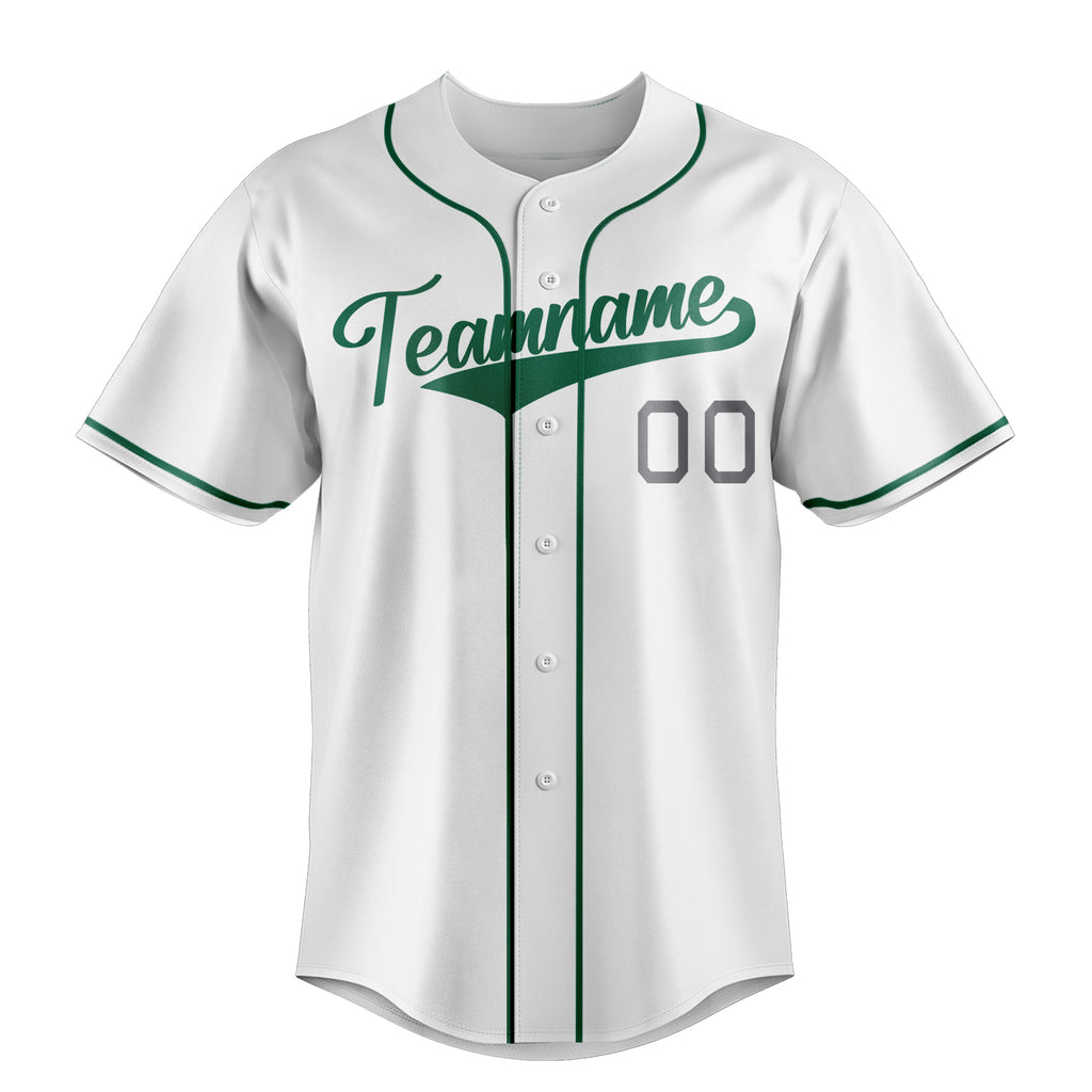 Personalized White & Kelly Green Color Fan Baseball Jersey