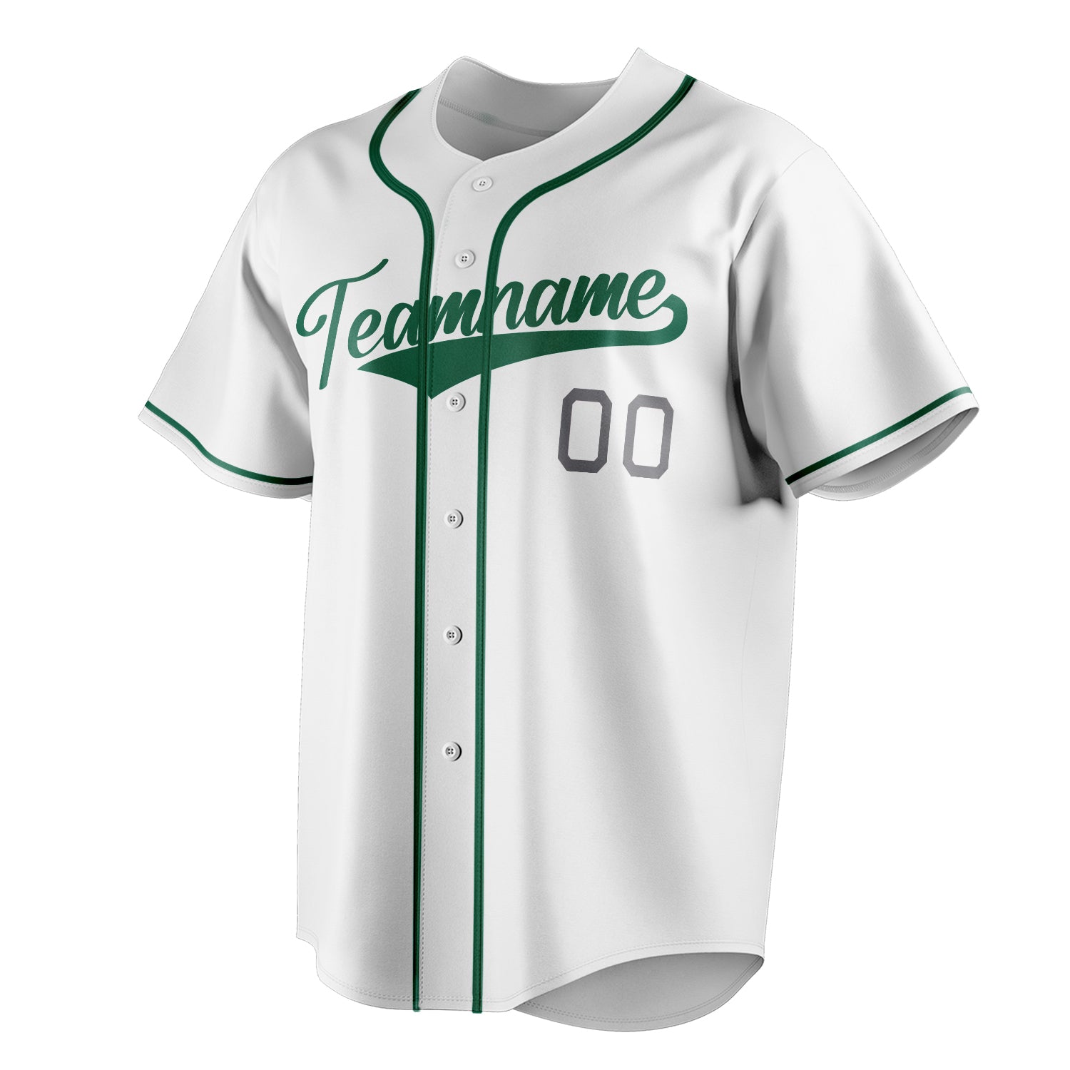 Personalized White & Kelly Green Color Fan Baseball Jersey