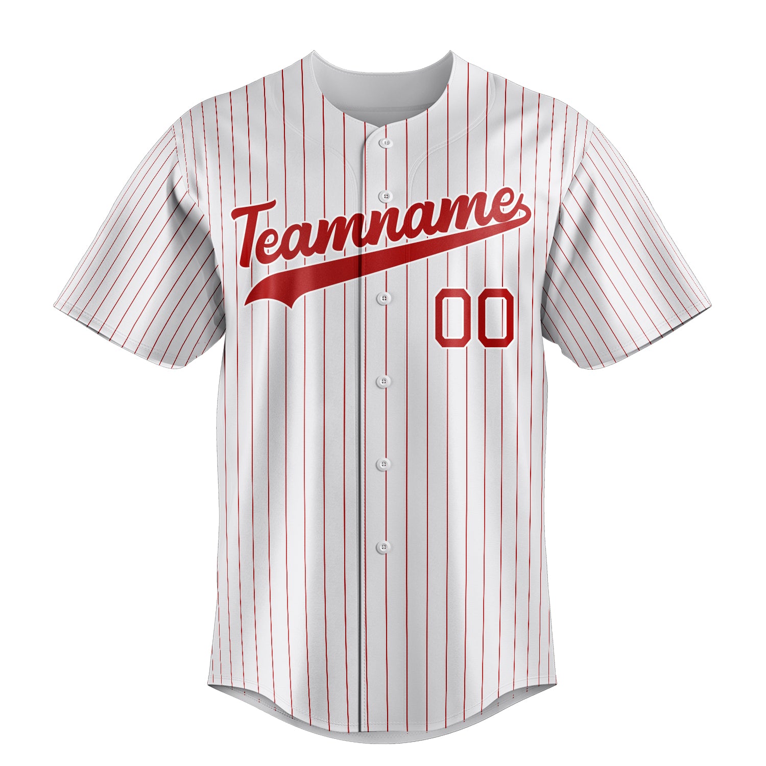Personalized White & Red Red Pinstripe Fan Baseball Jersey