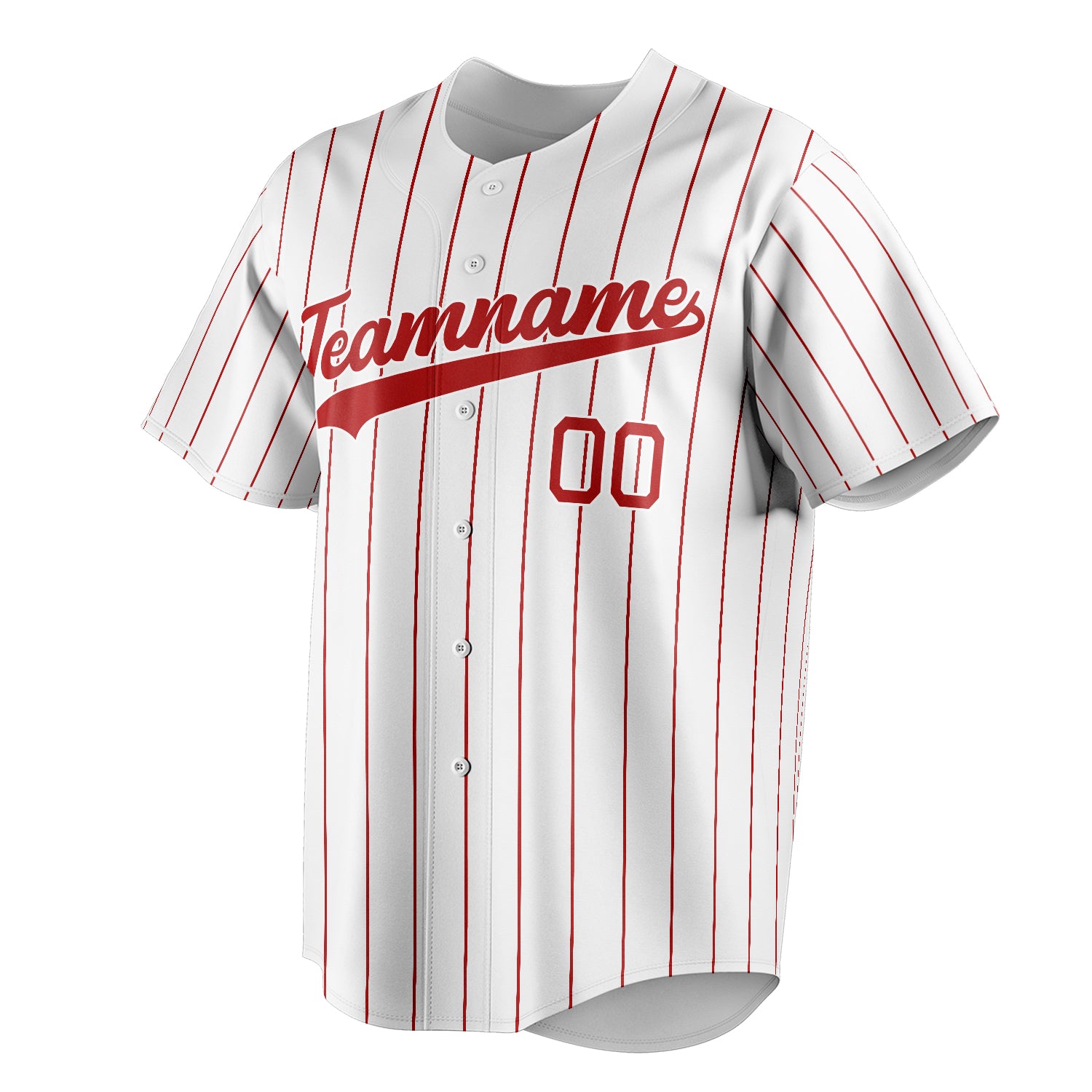 Personalized White & Red Red Pinstripe Fan Baseball Jersey