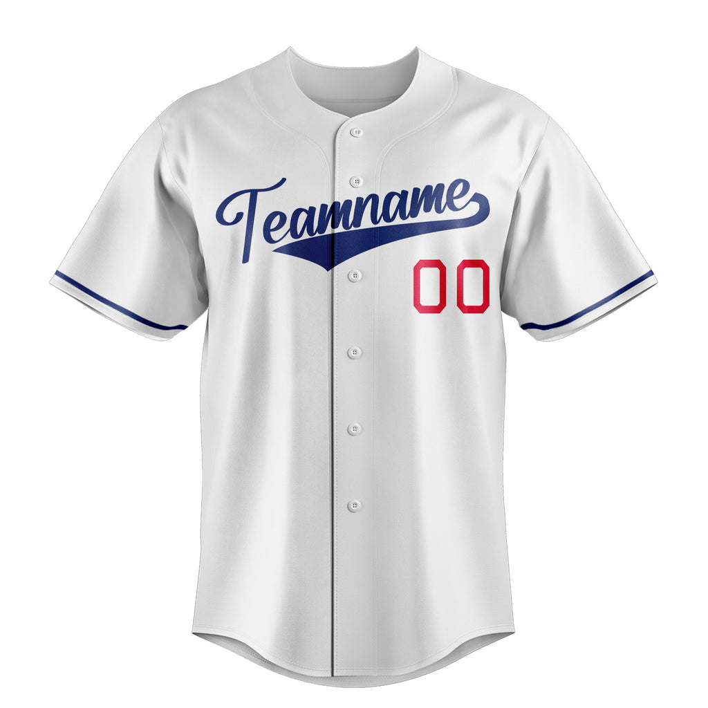 Personalized White & Royal Color Fan Baseball Jersey
