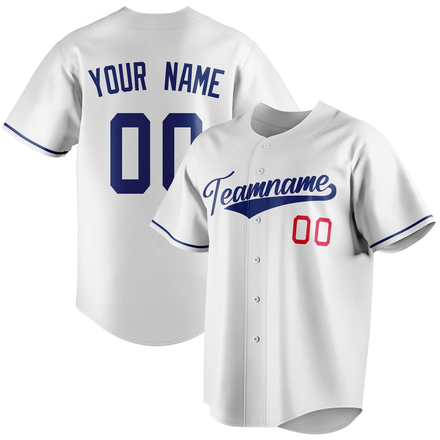 Personalized White & Royal Color Fan Baseball Jersey BB01240531LH504