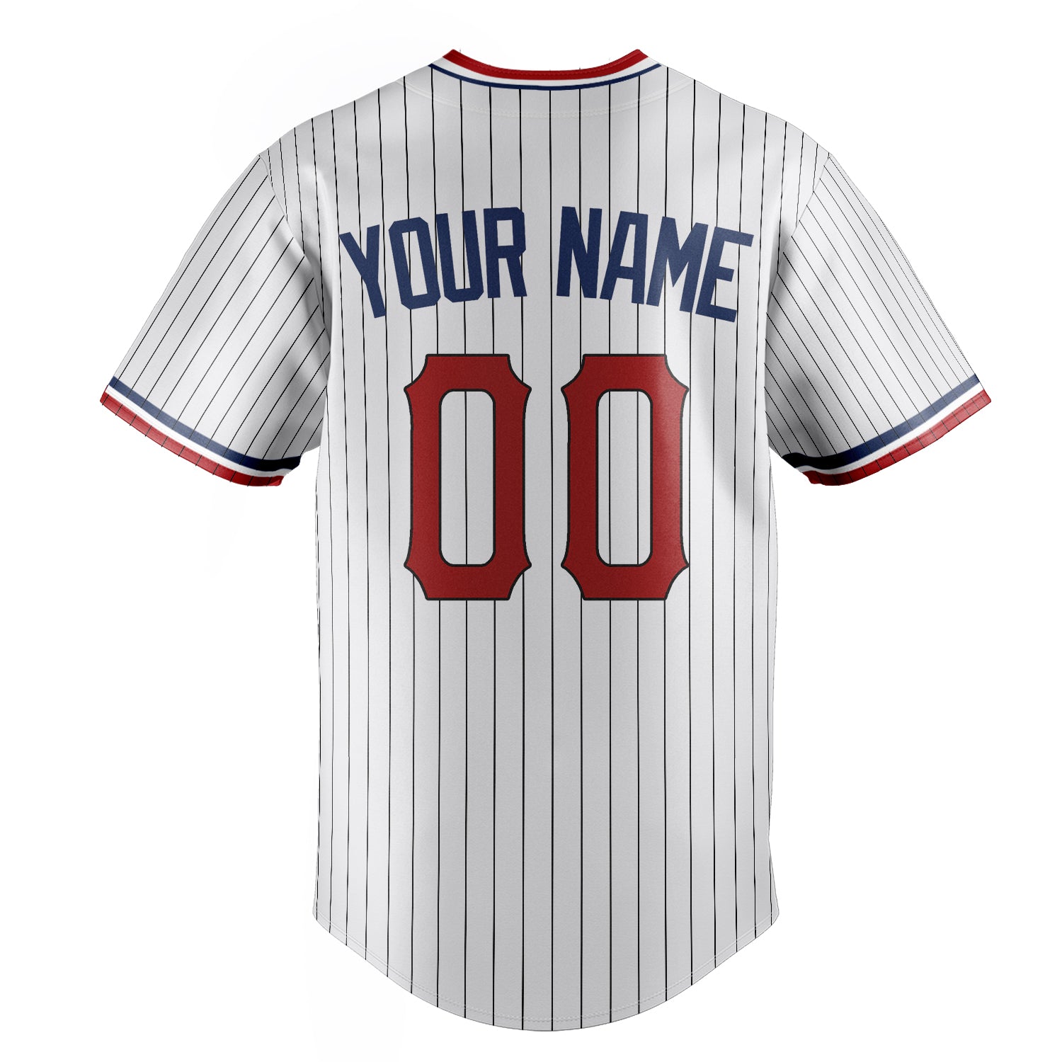 Personalized White & Red Black Pinstripe Fan Baseball Jersey