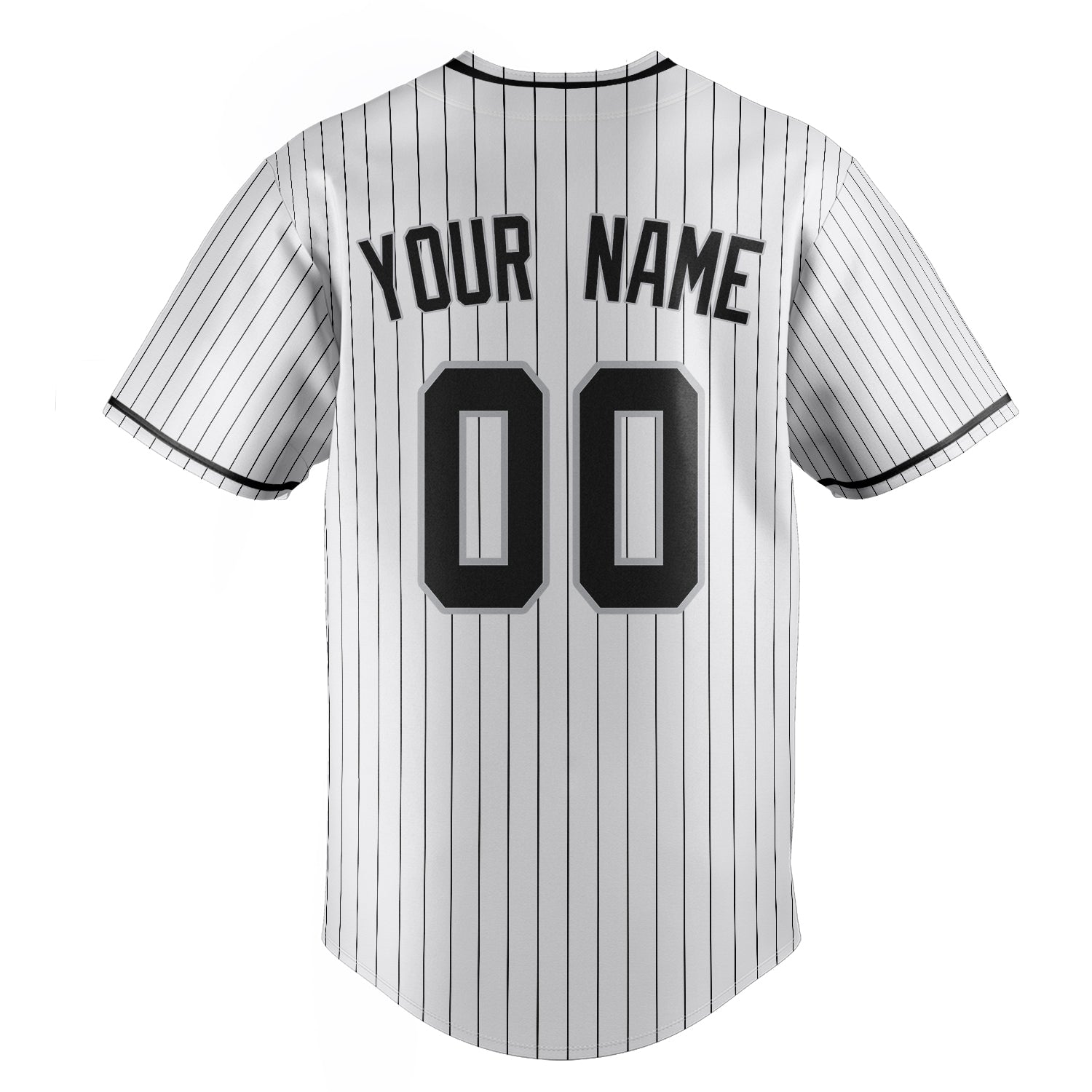 Personalized White & Black Black Pinstripe Fan Baseball Jersey