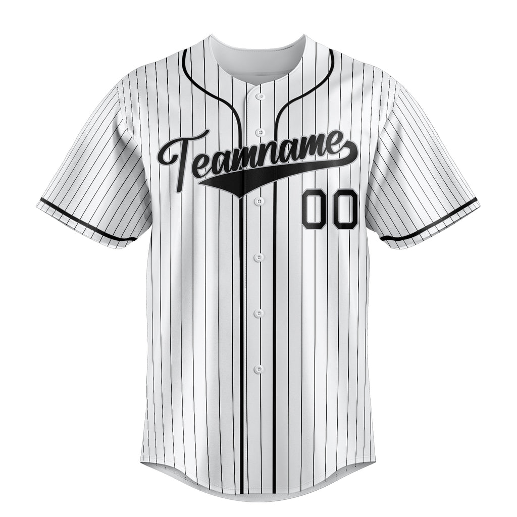 Personalized White & Black Black Pinstripe Fan Baseball Jersey