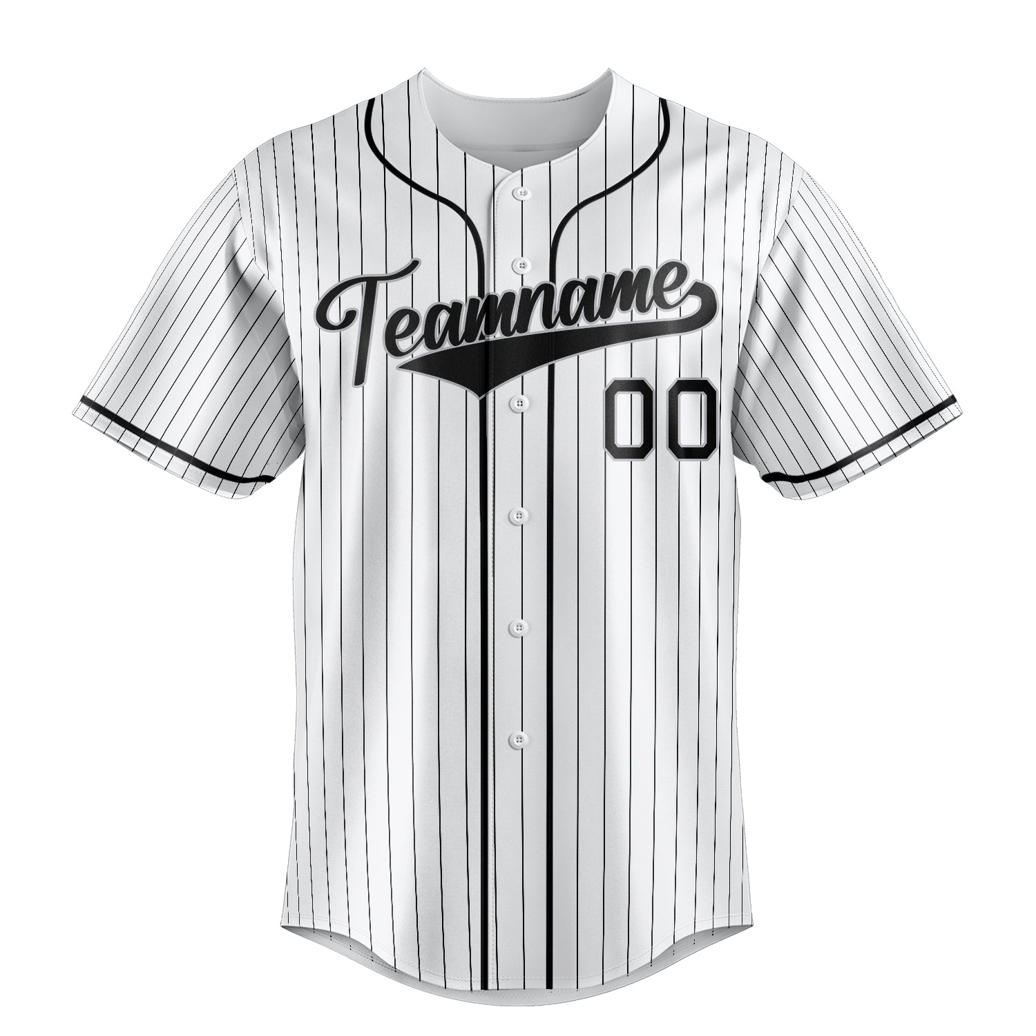 Personalized White & Black Black Pinstripe Fan Baseball Jersey