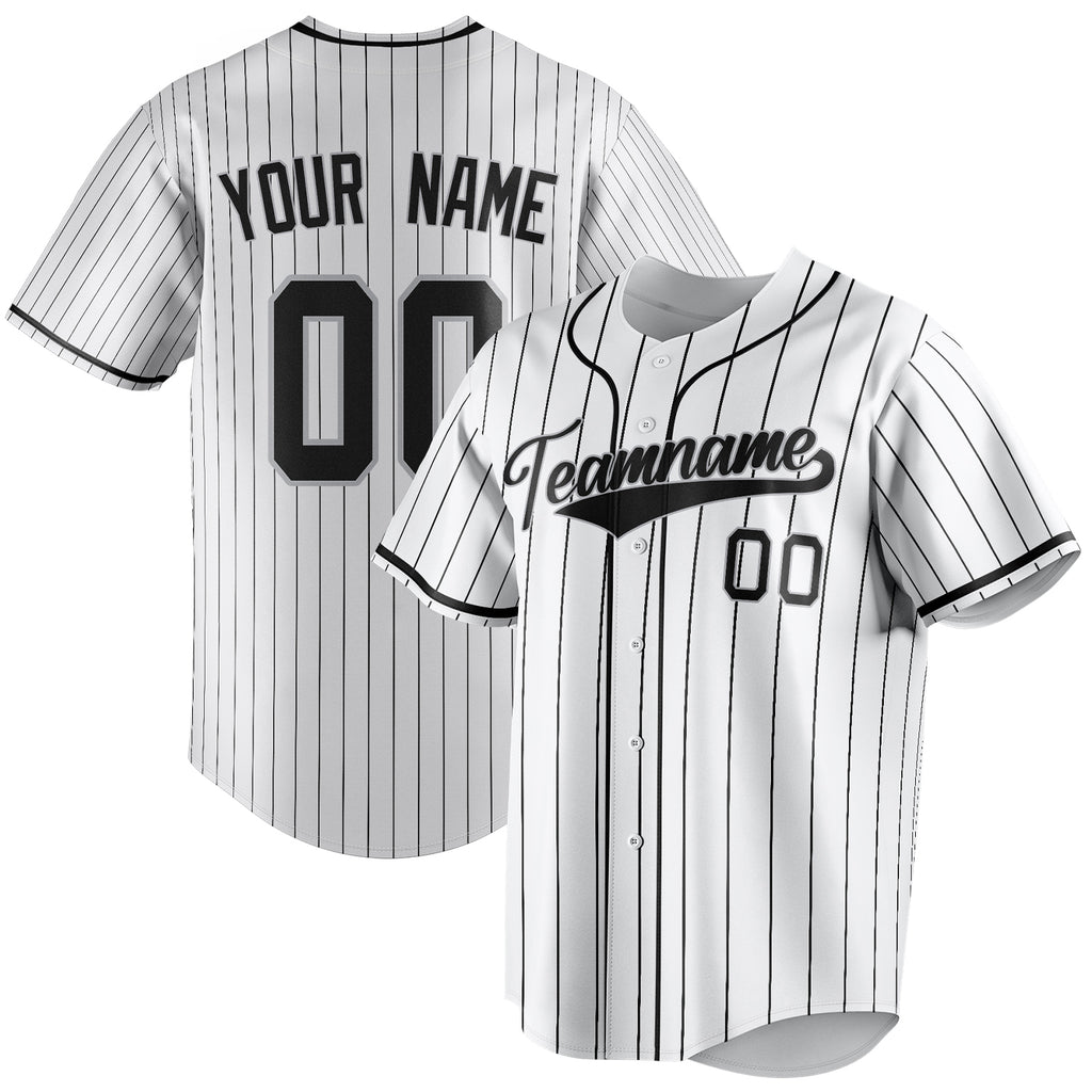 Personalized White & Black Black Pinstripe Fan Baseball Jersey BB01240531LH506