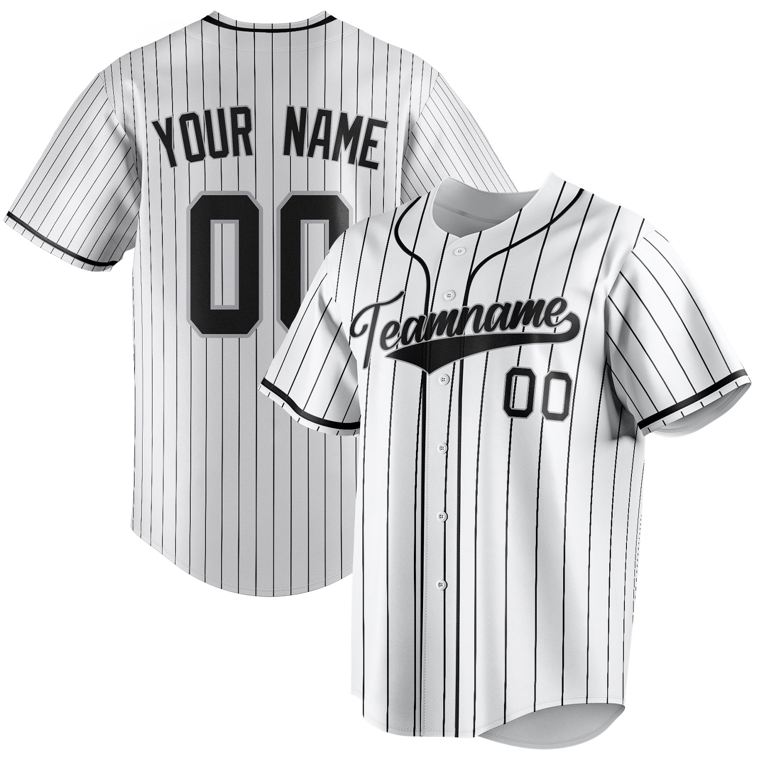 Personalized White & Black Black Pinstripe Fan Baseball Jersey BB01240531LH506