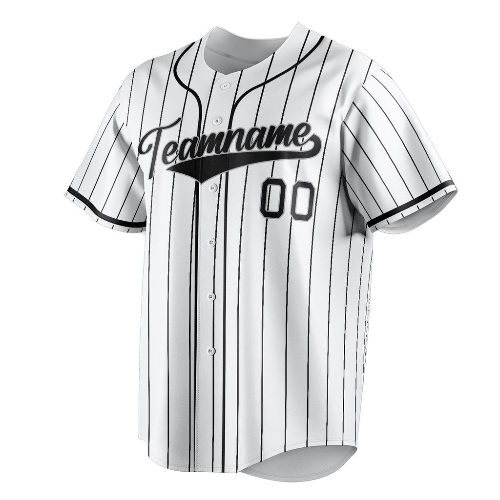 Personalized White & Black Black Pinstripe Fan Baseball Jersey