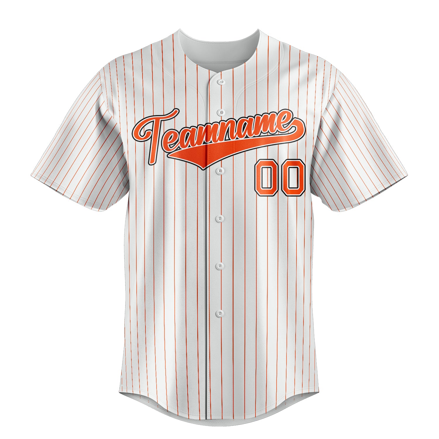Personalized White & Orange Orange Pinstripe Fan Baseball Jersey