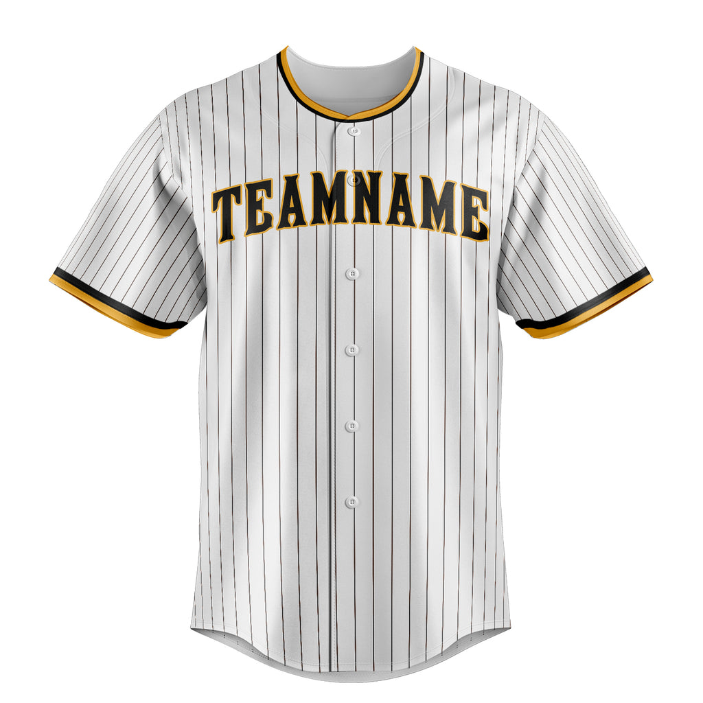 Personalized White & Brown Brown Pinstripe Fan Baseball Jersey