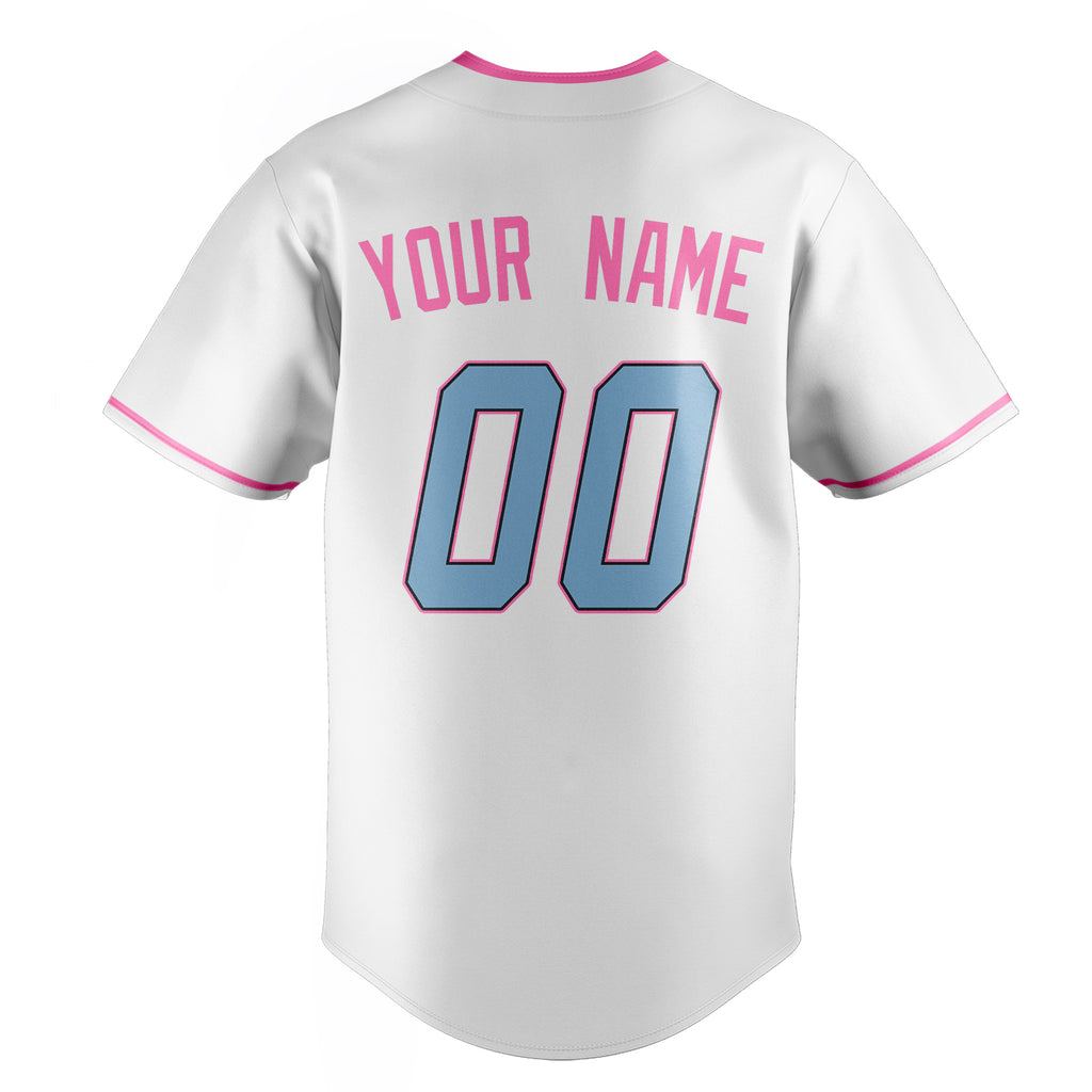 Personalized White & Pink Color Fan Baseball Jersey