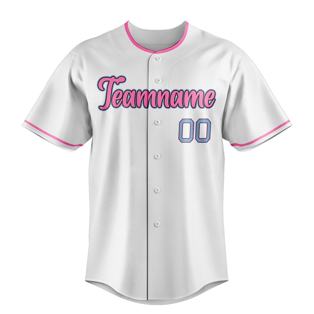 Personalized White & Pink Color Fan Baseball Jersey
