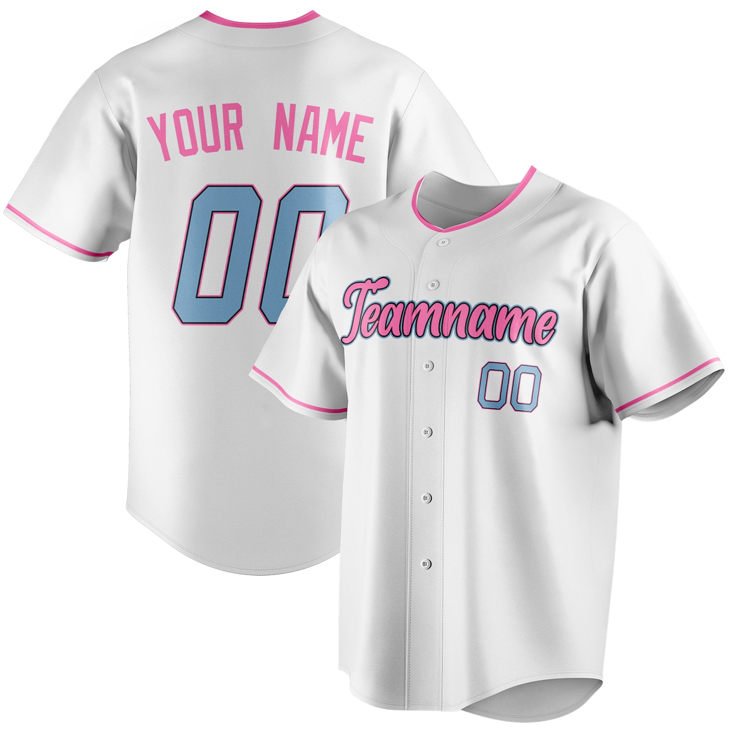 Personalized White & Pink Color Fan Baseball Jersey BB01240531LH510