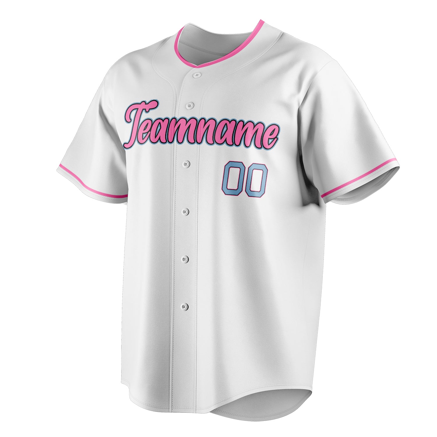 Personalized White & Pink Color Fan Baseball Jersey