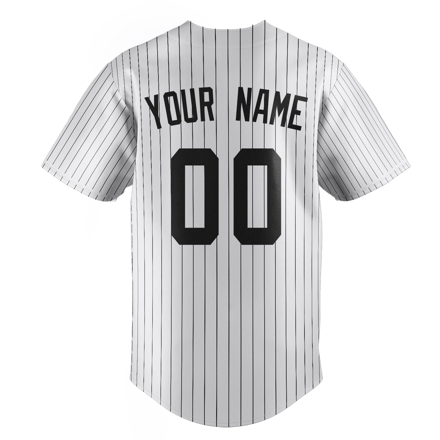Personalized White & Black Black Pinstripe Fan Baseball Jersey