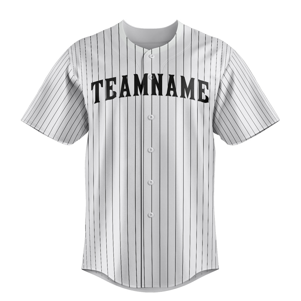 Personalized White & Black Black Pinstripe Fan Baseball Jersey
