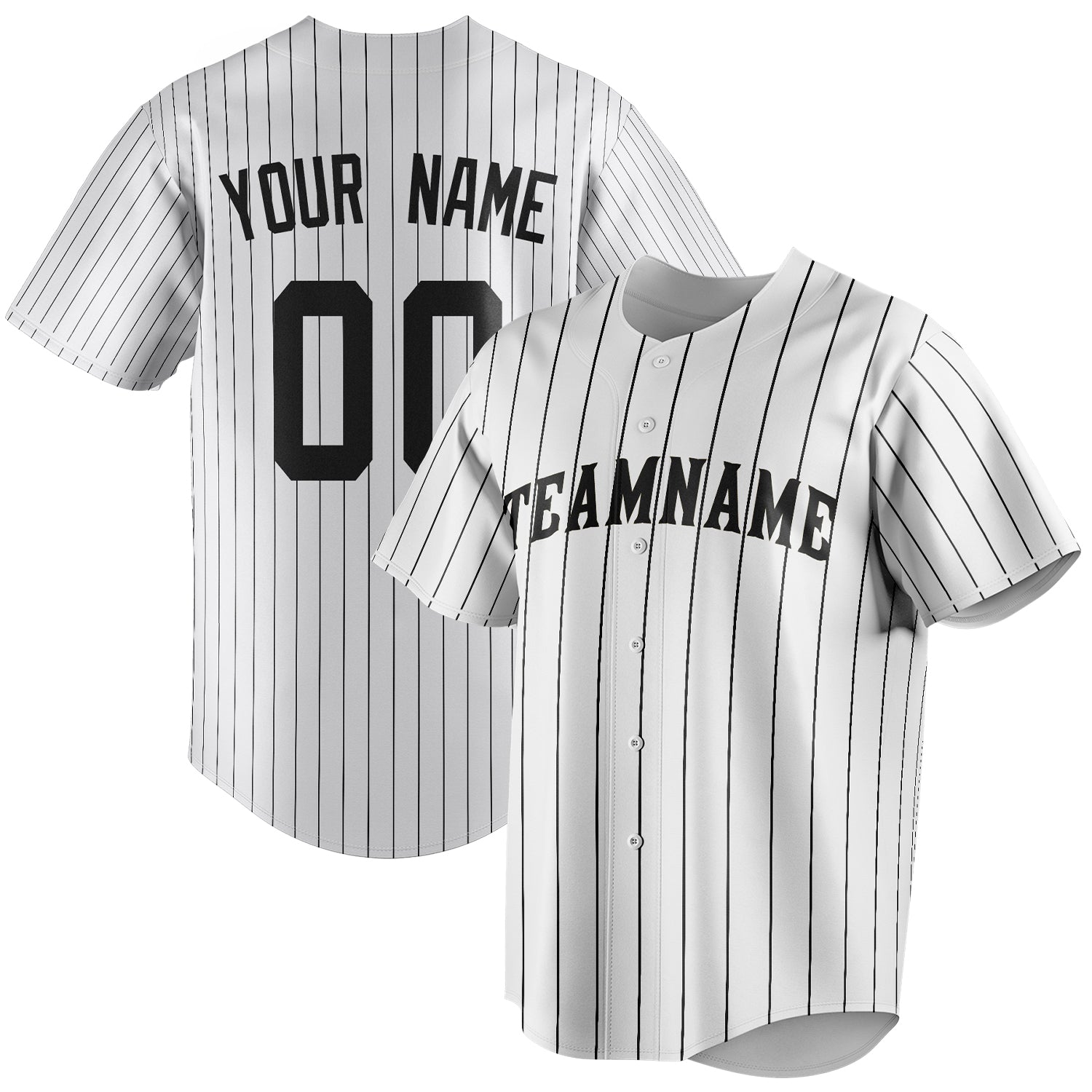 Personalized White & Black Black Pinstripe Fan Baseball Jersey BB01240531LH511