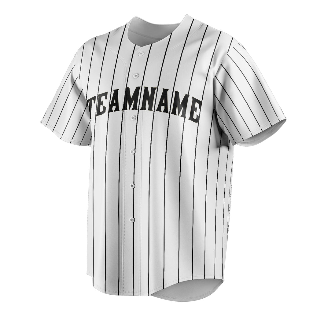 Personalized White & Black Black Pinstripe Fan Baseball Jersey