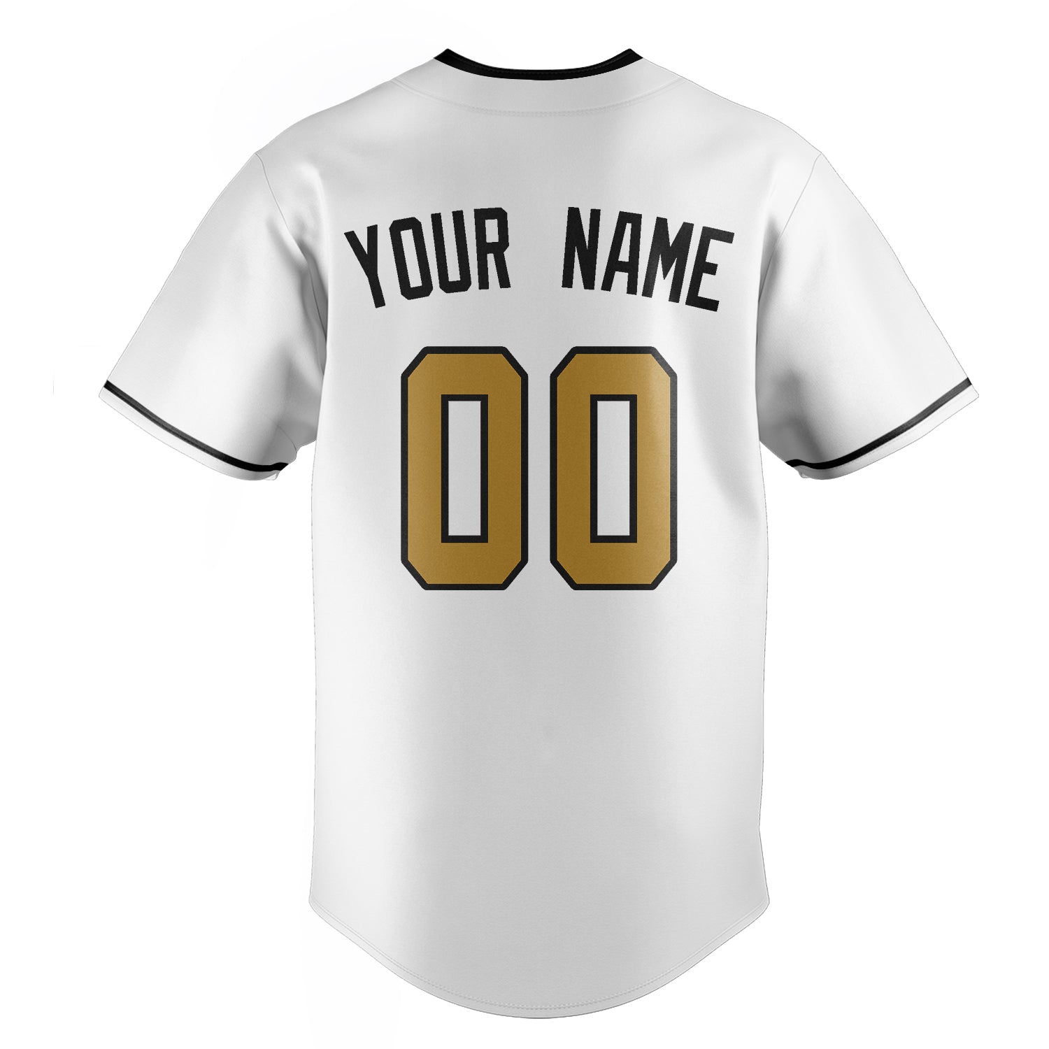 Personalized White & Old Gold Color Fan Baseball Jersey